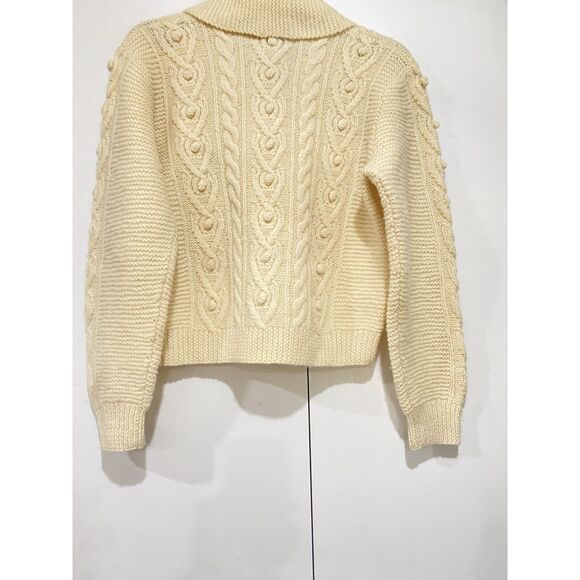 LL Bean Cropped Cardigan Sweater Womens Sz 38 Cream Long Sleeves Button UP - Picture 16 of 16